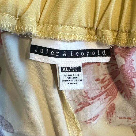JULES & LEOPOLD yellow floral elastic drawstring paper bag waist ankle pants XL - Picture 5 of 5